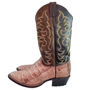 Justin Brown Croc Pointed Toe Cowboy Boots Size 10.5D